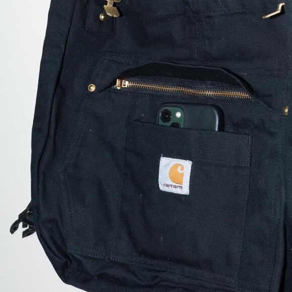 Black upcycled carhartt tote bag /crossbody bag /utility bag - Picture 4 of 7